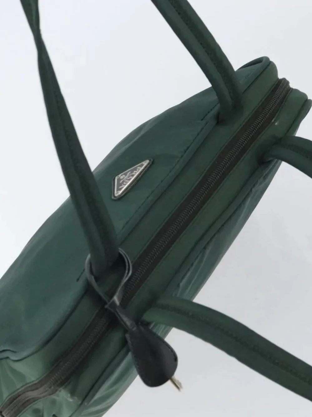 PRADA Tote Bag Nylon Green Silver Auth - Picture 10 of 16